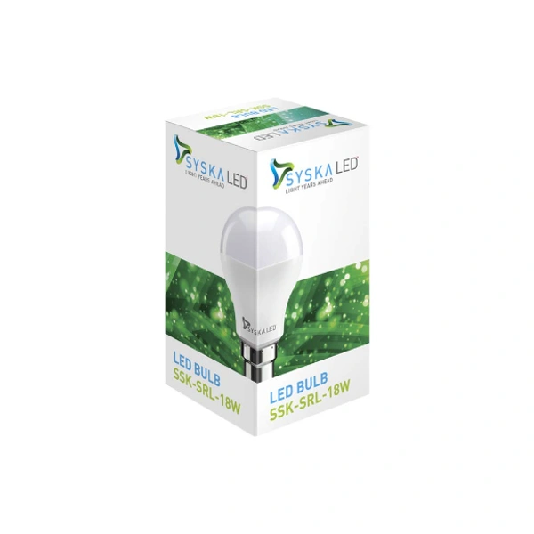 SYSKA Syska 18 W Standard B22 LED Bulb  (White) - ROUND, WHITE, 1 YEAR